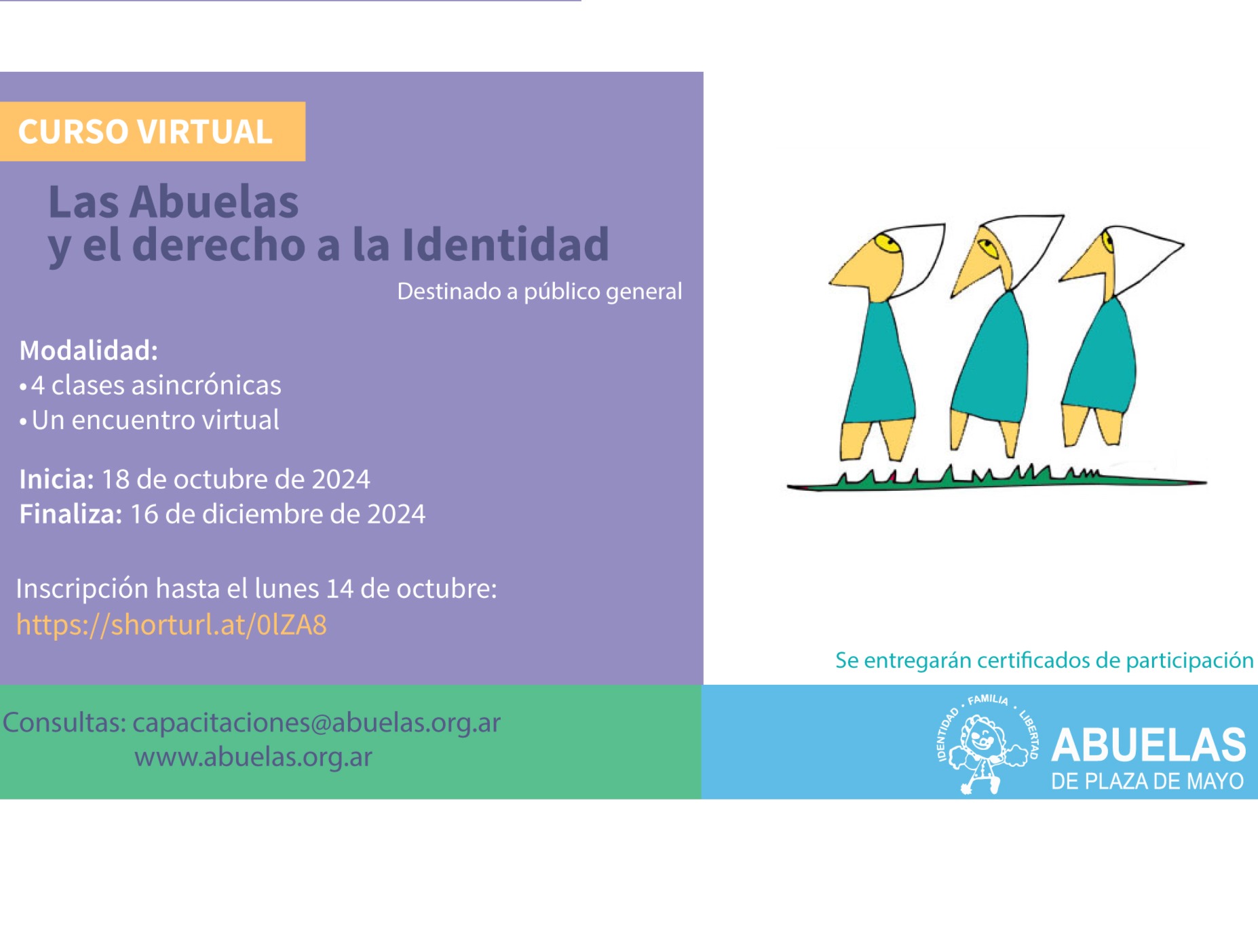 Lanzamos el curso virtual “Las Abuelas y el Derecho a la Identidad”  junto a municipios bonaerenses