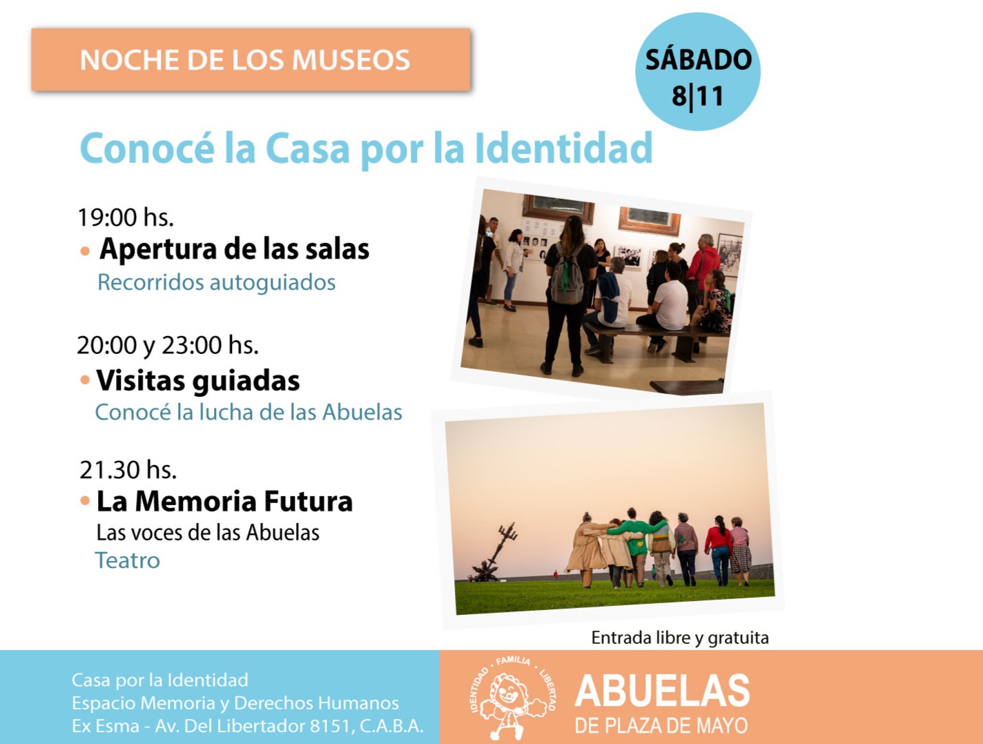 La Casa por la Identidad abre sus salas en la Noche de los Museos