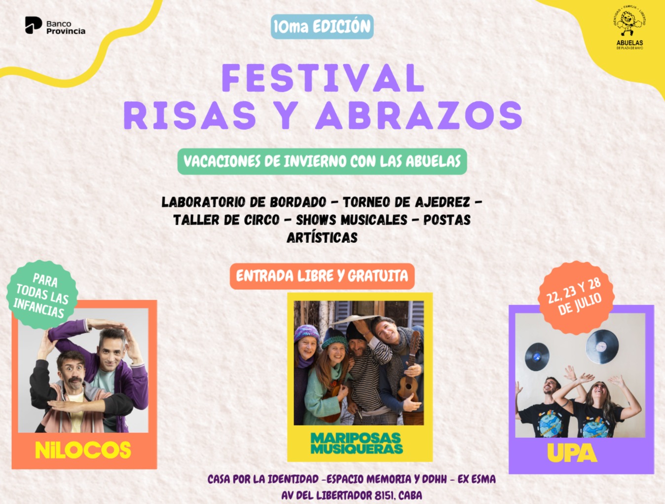 Llega la décima edición del Festival Risas y Abrazos, en Casa por la Identidad